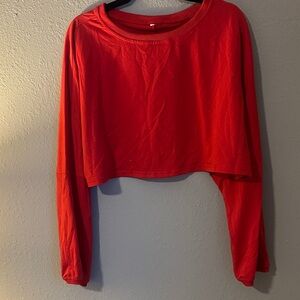 Vibrant Red Long Sleeve Crop Top